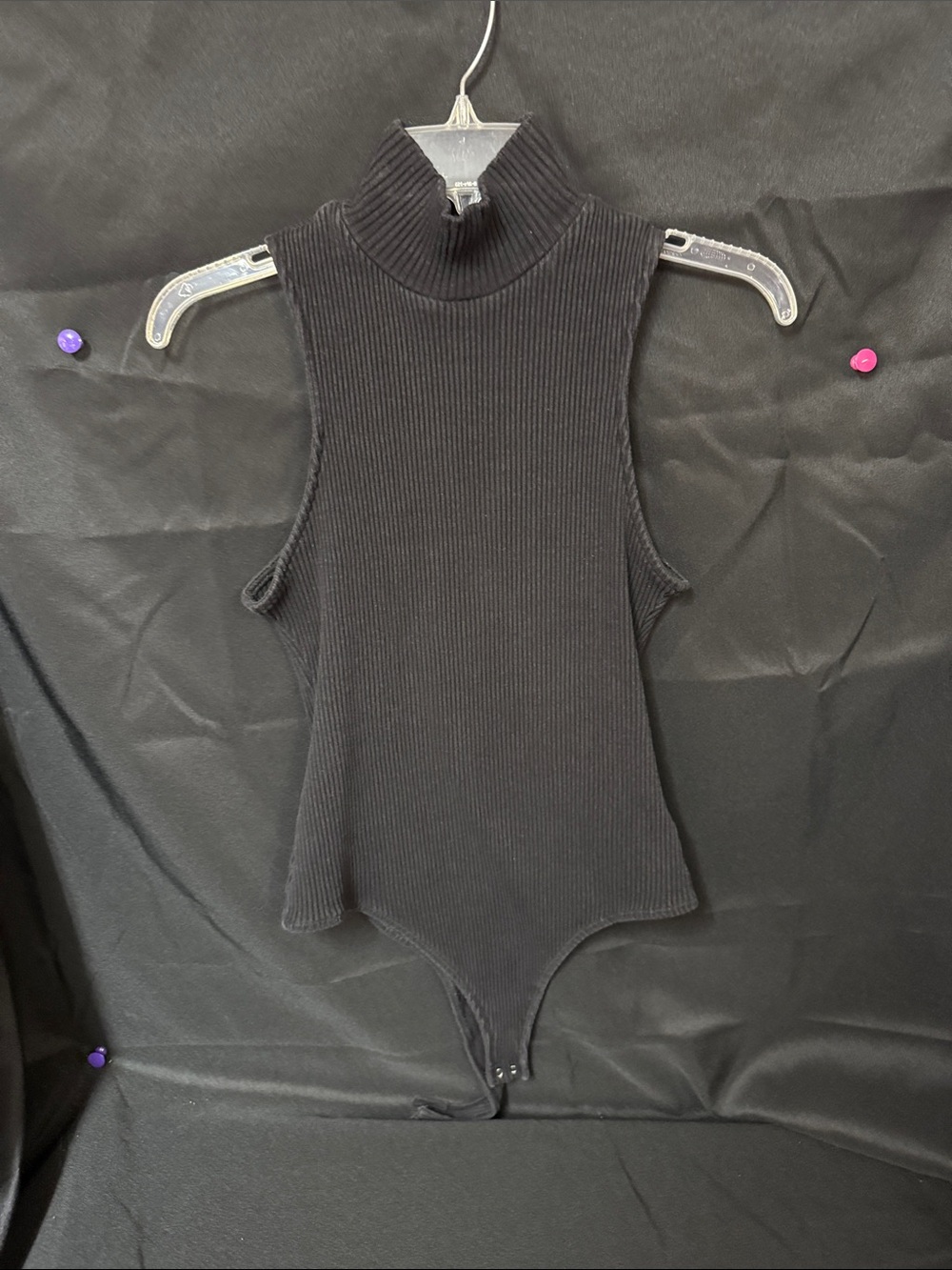 Citizens Of Humanity Black Ribbed Mock Neck Sleeveless Bodysuit